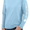 Carhartt Women's Loose Fit Heavyweight Long-Sleeve Logo Sleeve Graphic T-Shirt - Powder Blue #103401