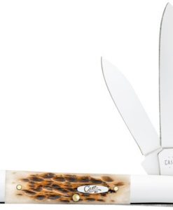 Case Peach Seed Jig Amber Bone Razor Pocket Knife #10722