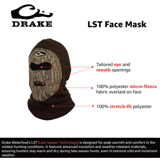 Drake LST Fleece Lined Face Mask #DW2030-022 Drake LST Fleece Lined Face Mask #DW2030-022