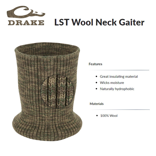 Drake LST Green Brown Gray Wool Neck Gaiter #DH1780-GBG