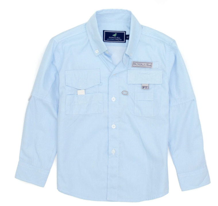 AQUA Properly Tied Toddler Boys Performance Fishing Shirt - Seafoam #LDW3000