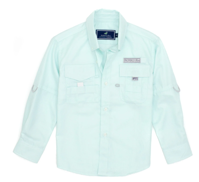 SEAFOAM Properly Tied Boys Performance Fishing Shirt - Seafoam #LDW3000