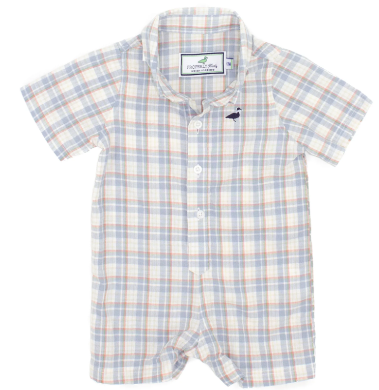 PRAIRIE SKY Properly Tied Baby Seasonal Shortall - Prairie Sky #BDW0001-PSK