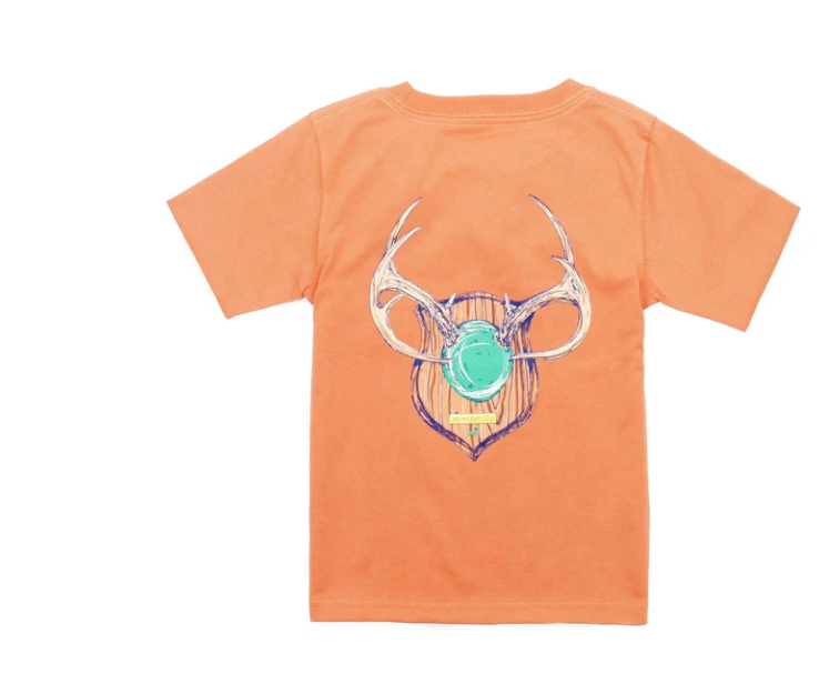 Properly Tied Toddler Boys SS Antler Mount Tee - Mango #LDG1157 Properly Tied Toddler Boys SS Antler Mount Tee - Mango #LDG1157